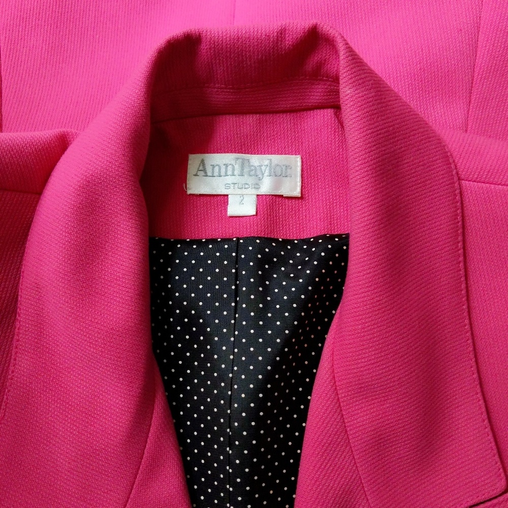 Vtg Ann Taylor Magenta Pink Boyfriend Blazer S - Picture 6 of 8